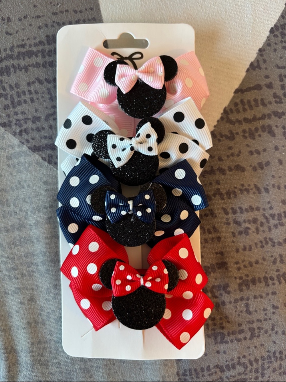 Kids Polka Dot Minnie Mouse Bow Hair Clips - Pink, White, Navy, Red